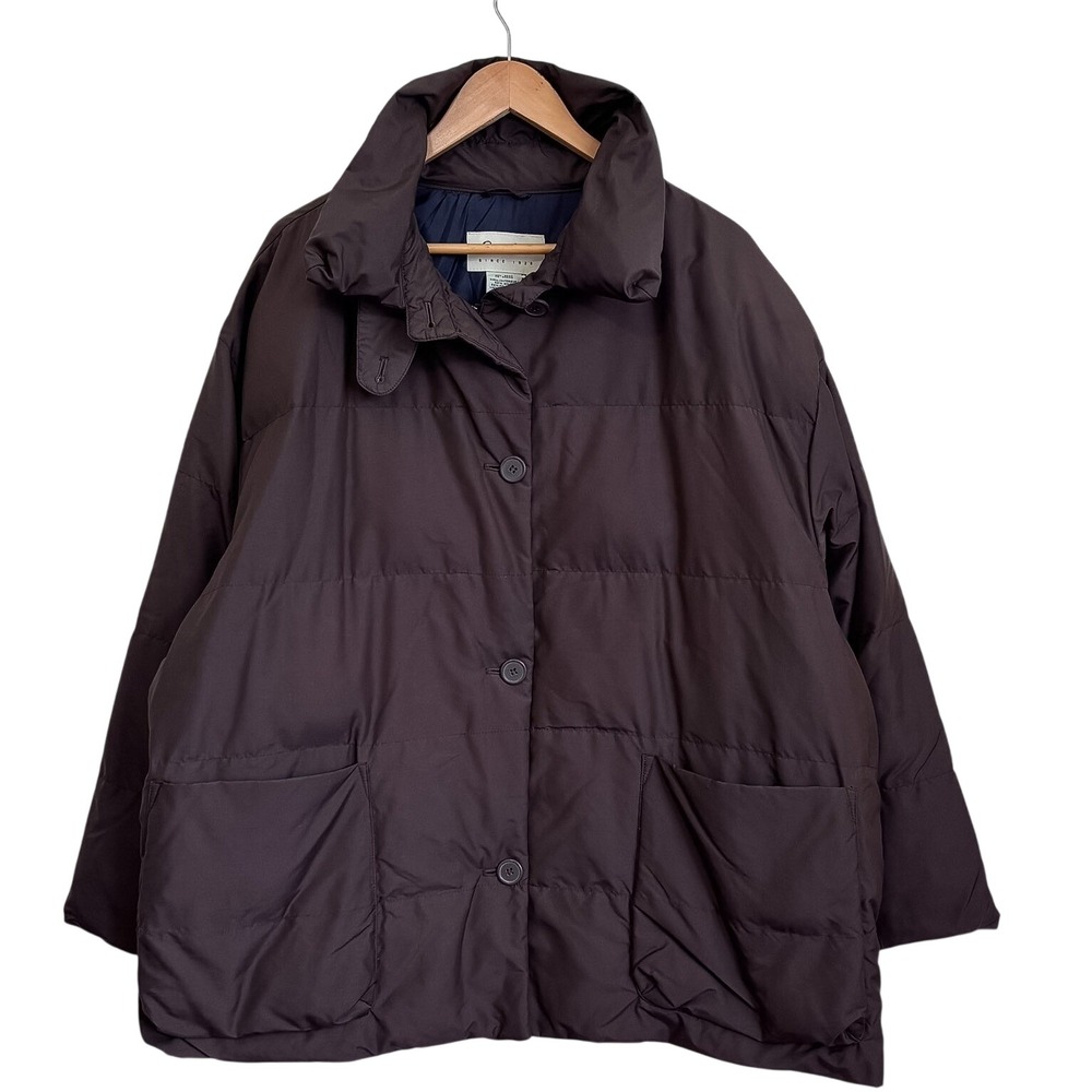 Eddie Bauer Womens Puffer Coat XXL Brown Goose Down Quilted Coat Insulated